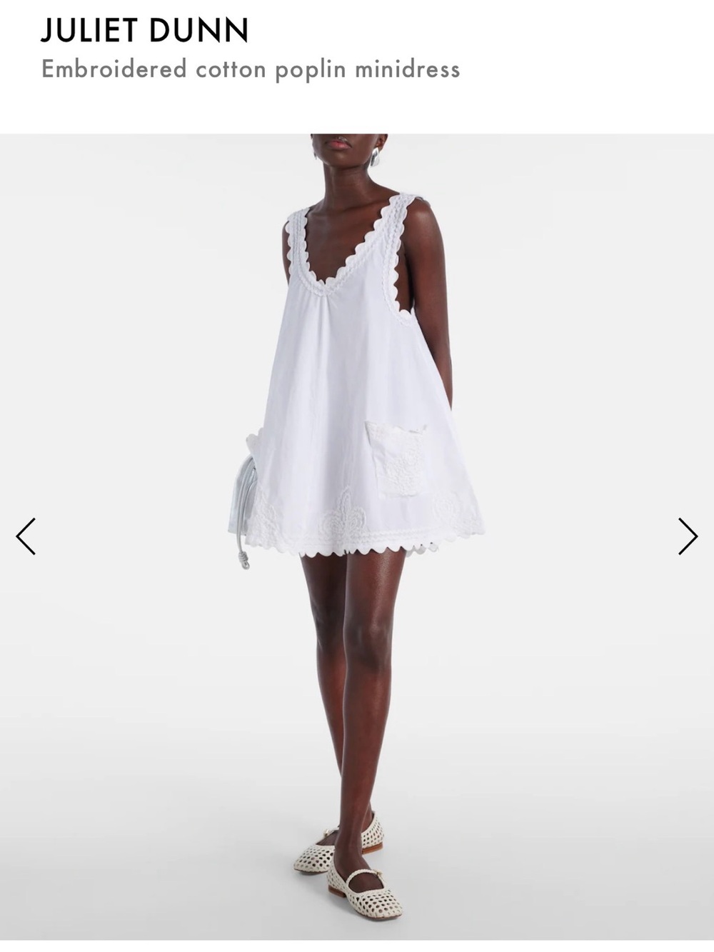 Juliet Dunn White Embroidered Cotton Minidress